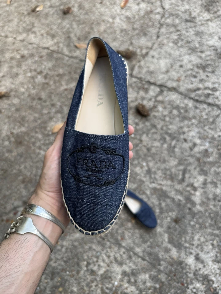 PRADA ALPARGATAS DENIM PLANAS TALLA 38.5 EU, 7.5 US, 5.5 UK Foto 3 de 4