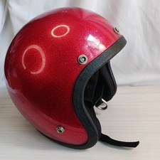 VTG 1970s Motorcycle Helmet Red Glitter Metal...