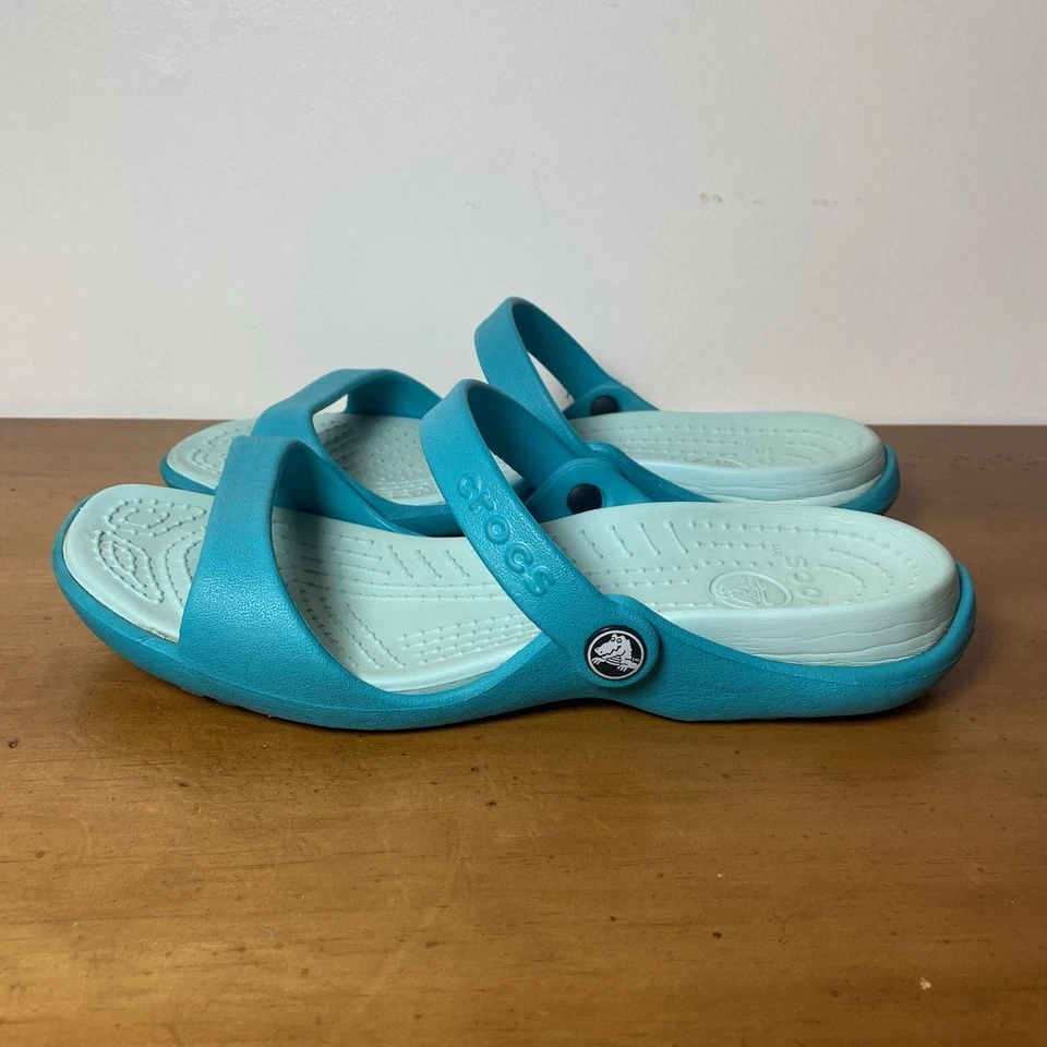 Crocs Cleo V Women’s Size 9 Shoes Blue Teal Slip On Comfort Comfortable Sandals - Image 3 of 4