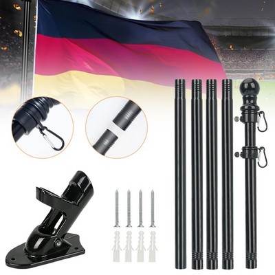 Fahnenmast mit Fahnenmasthalter 180 cm Fahnenstange Kit Metall Fahnenhalter