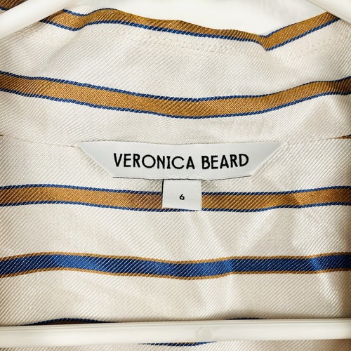 Veronica Beard Size 6 Lusanne Striped Satin Long Sleeve V-neck Blouse Top - Picture 5 of 5