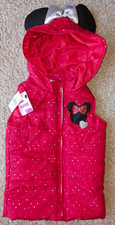 NWT 5T Disney Junior Minnie Mouse Hooded Full Zip Insulated Red Puffer Vest.