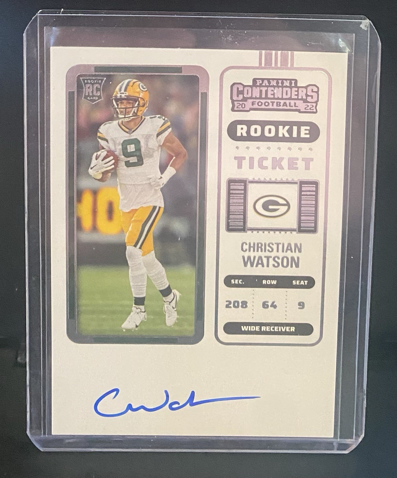 2022 Panini Contenders Rookie Ticket Auto Christian Watson #110 Packers