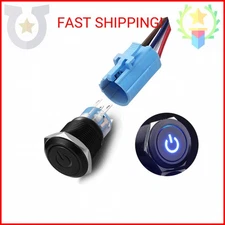 Quentacy 19mm Latching Push Button Switch 12V Power Symbol Light 1NO1NC SPDT ON/