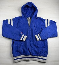 Vtg Russell Athletic Pullover Lined Windbreaker Track Jacket USA Made Blue 90s L