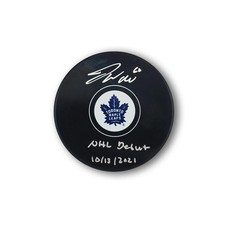 Joseph Woll Autographed Toronto Maple Leafs Hockey Puck Inscribed NHL Debut
