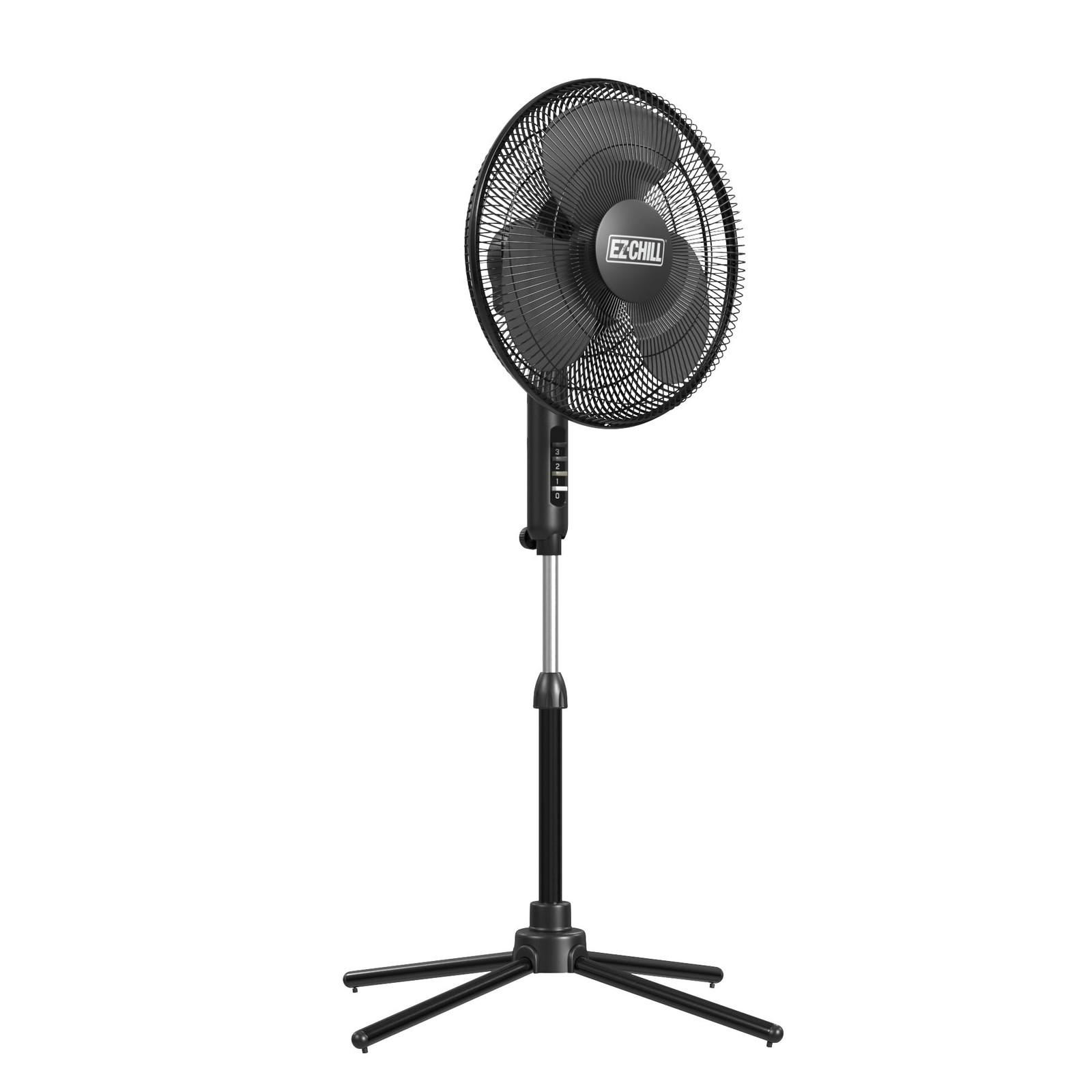 EZ-CHILL 16” Oscillating Pedestal Fan, 3-speed Options, 90-Degree Oscillat