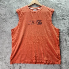 Tag Rider Surf Wave Logo Sleeveless Orange Tank Shirt Cut Off Vintage 2000s XL