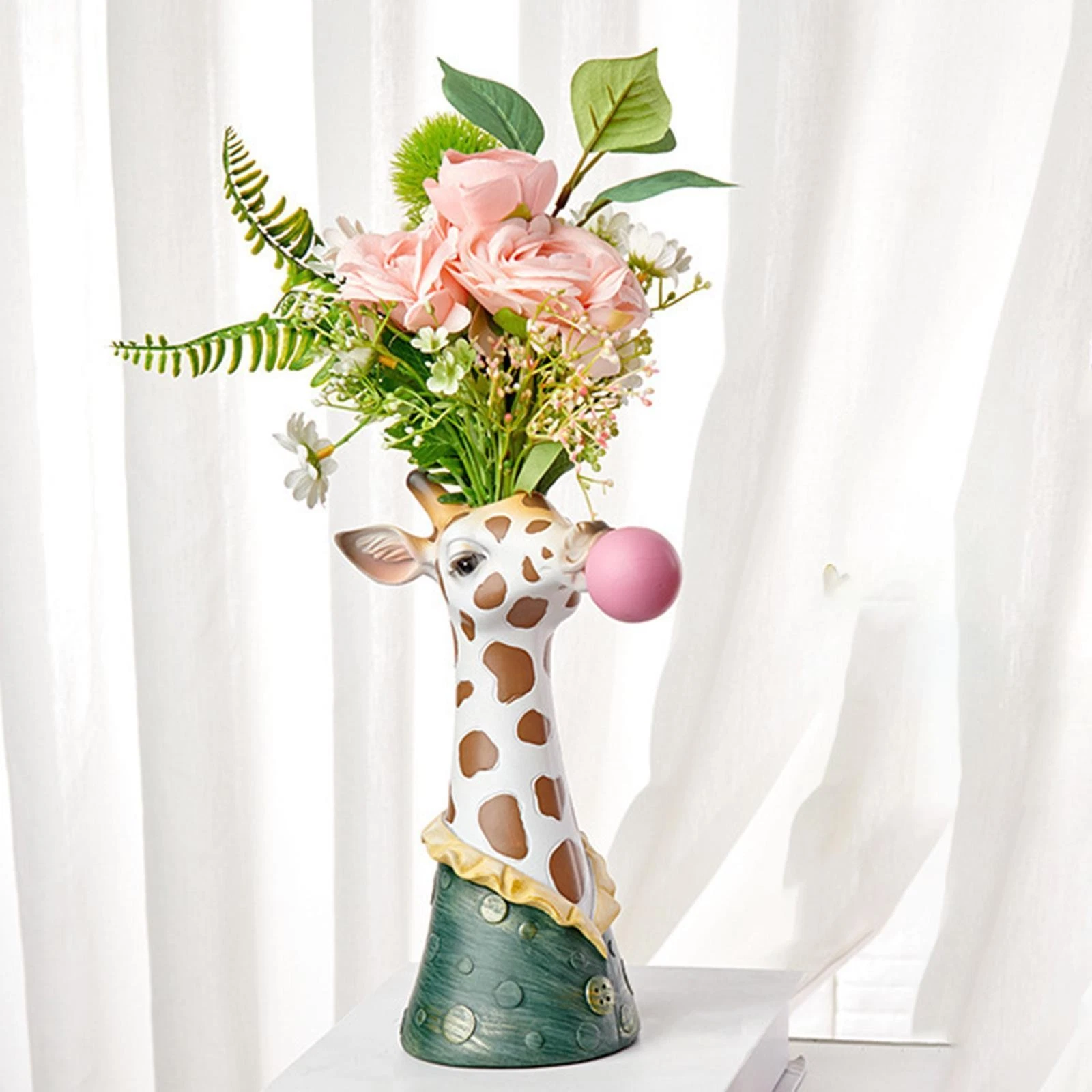 Blowing Bubbles Creative Vase Art Statue Modern Ornaments Animal Head Vase
