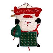 Vtg merry Christmas Santa advent calendar countdown with puffy felt pieces