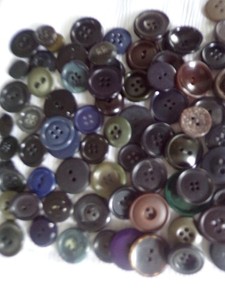 Vintage Buttons, Black, Brown Blue 3/4" Lot of 60