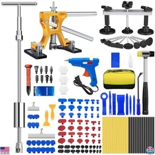 134PCS Paintless Dent Removal Kit, Slide Hammer & T-Bar, DIY Car Repair Tool