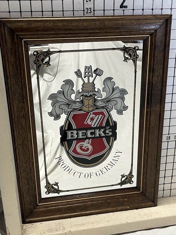 BECK’s.  ‘RARE DARK RED SHIELD’. BEER Mirror 