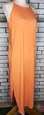 Shein Women's Sleeveless Midi Shift Dress Size 6 Orange Side Slits