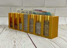 Coin Cash Note Money Organiser Mini Storage Box Holder Sorter Savings Wallet Gld