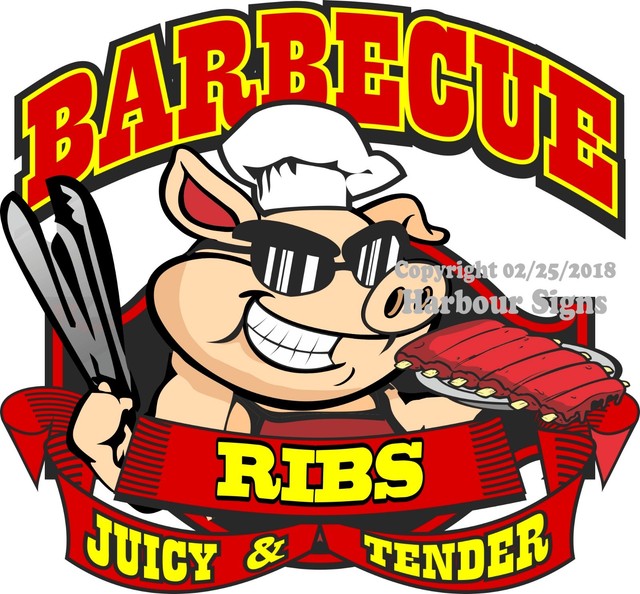 Barbecue BBQ Ribs DECAL (Choose Your Size) Food Truck Concession
