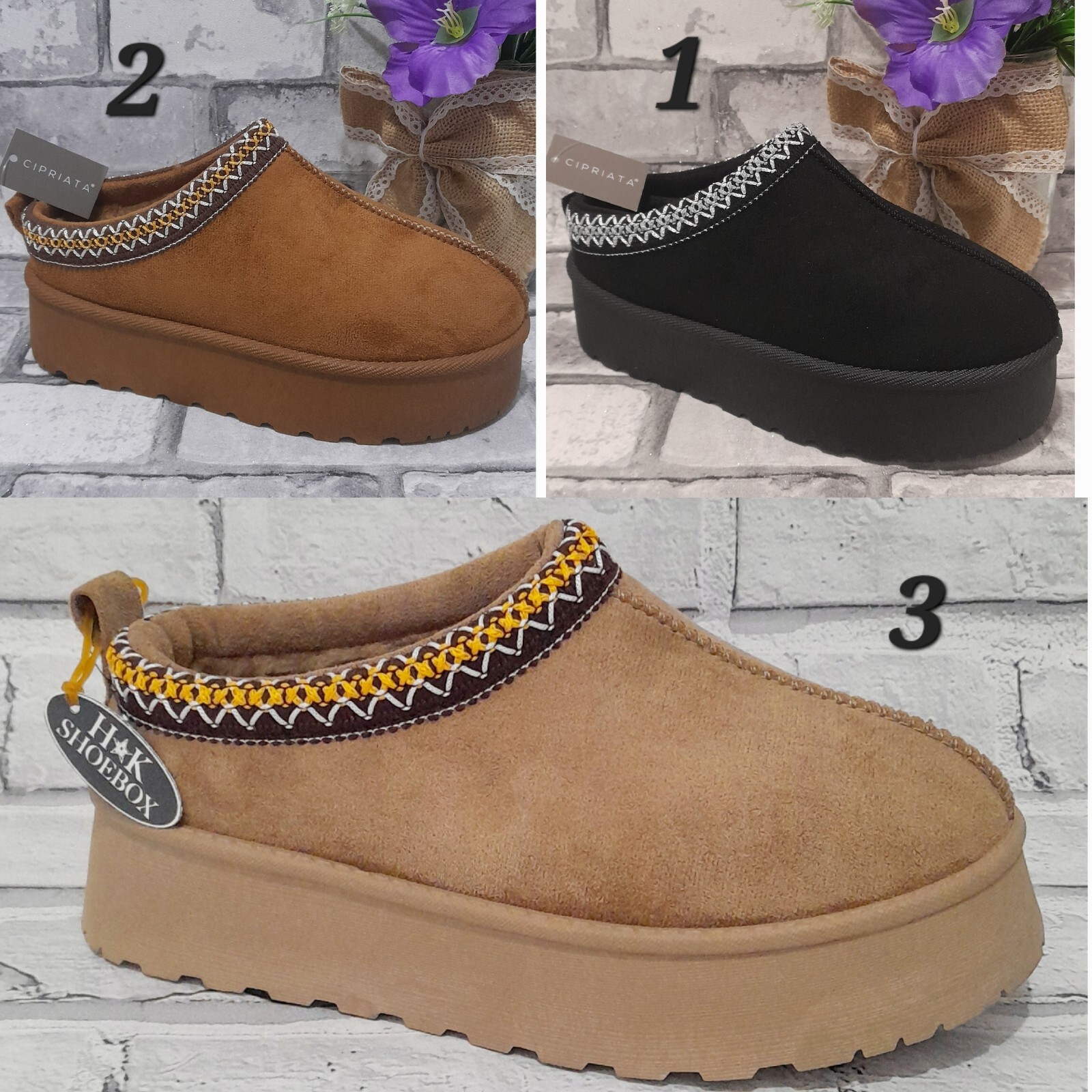 SAOLA DONNA SCARPE PANTOFOLE SUOLA GROSSA AZTECA PELLICCIA SINTETICA SLIP ON MULES TAGLIA 3 8