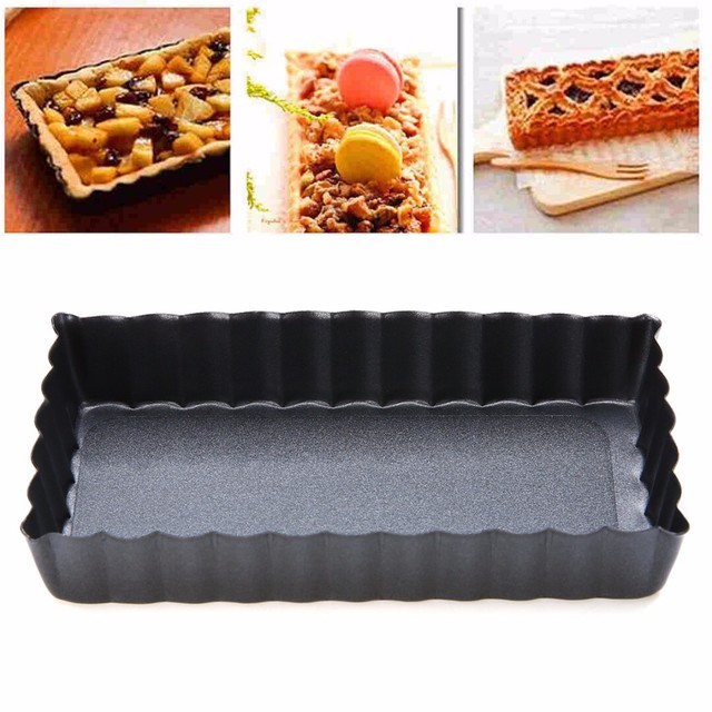 12X6CM Nonstick Removable Rectangle Fluted Pie Tart Pan