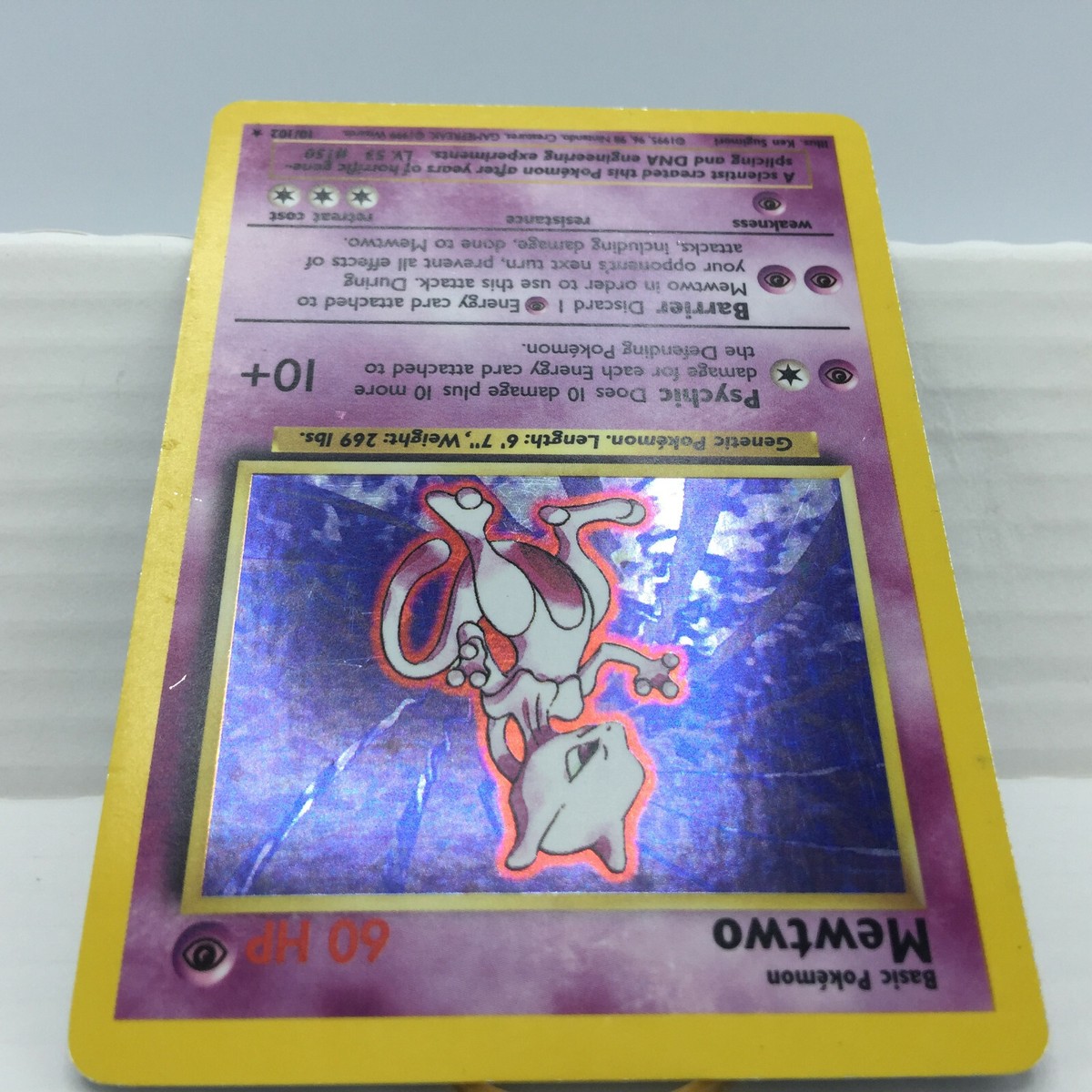 Mewtwo 10/102 Base Set Rare Holo 1999 Pokemon Card - Error Off
