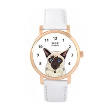 Toff London TLWS-30082 Ladies Beige Siamese Cat Head Watch
