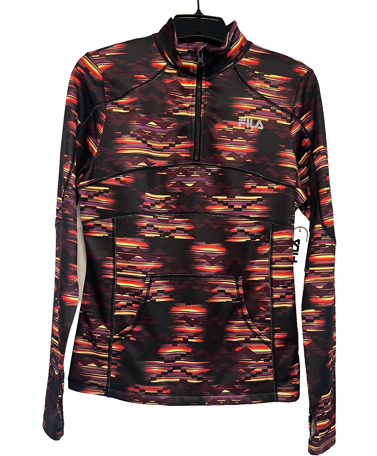 Giacca da donna nuova con etichette Fila Sport S 1 4 cerniera fori pollice tasca multicolore