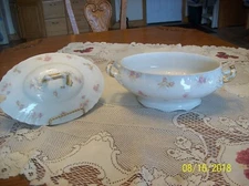 Theo Haviland Limoges France Ranson Antique Tureen With Lid Pink & Lavender 