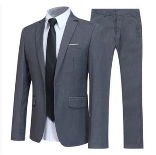 2-Piece Set Suit Mens Business Blazer Jacket Pants Suits One Button Slim Fit