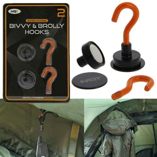 NGT BIVVY BROLLY HOOKS MAGNETIC WITH BACKING PLATE PACK OF 2 CARP FISHING TACKLE