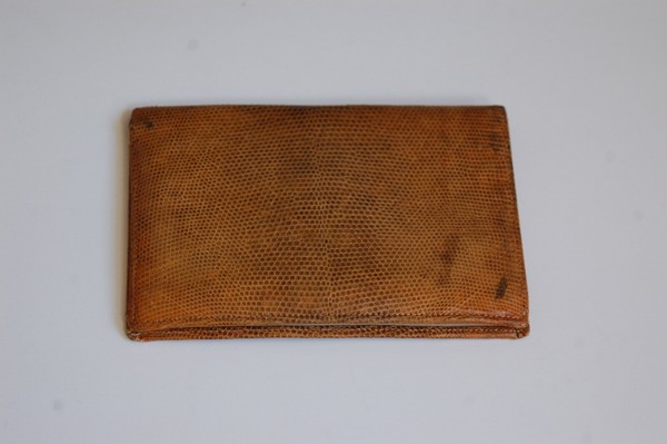  Billetera vintage de cuero de lagarto. Large Vintage Snake Skin Wallet. 