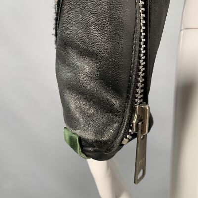 JOHN RICHMOND Size M Black Silver Leather Patches Zip