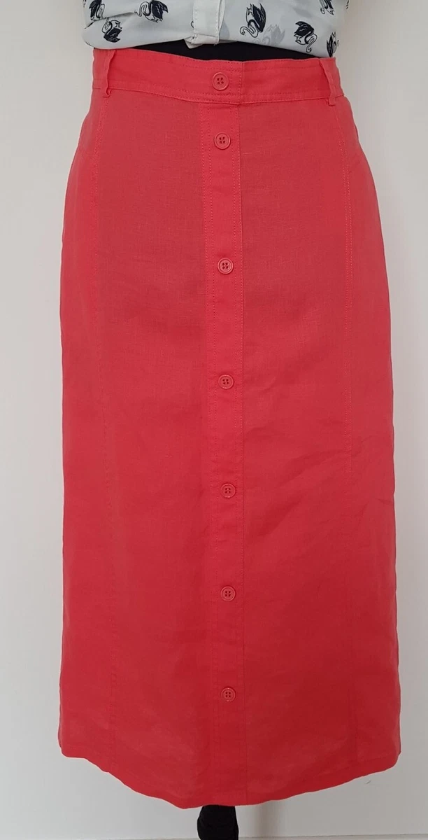 Stunning ladies Peter Hahn 100% linen orange Skirt (Size 18) plus size  buttoned | eBay
