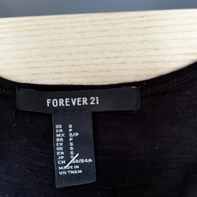 Forever 21 Womens Tank Top Sz S Black Floral Lace Hem Layering