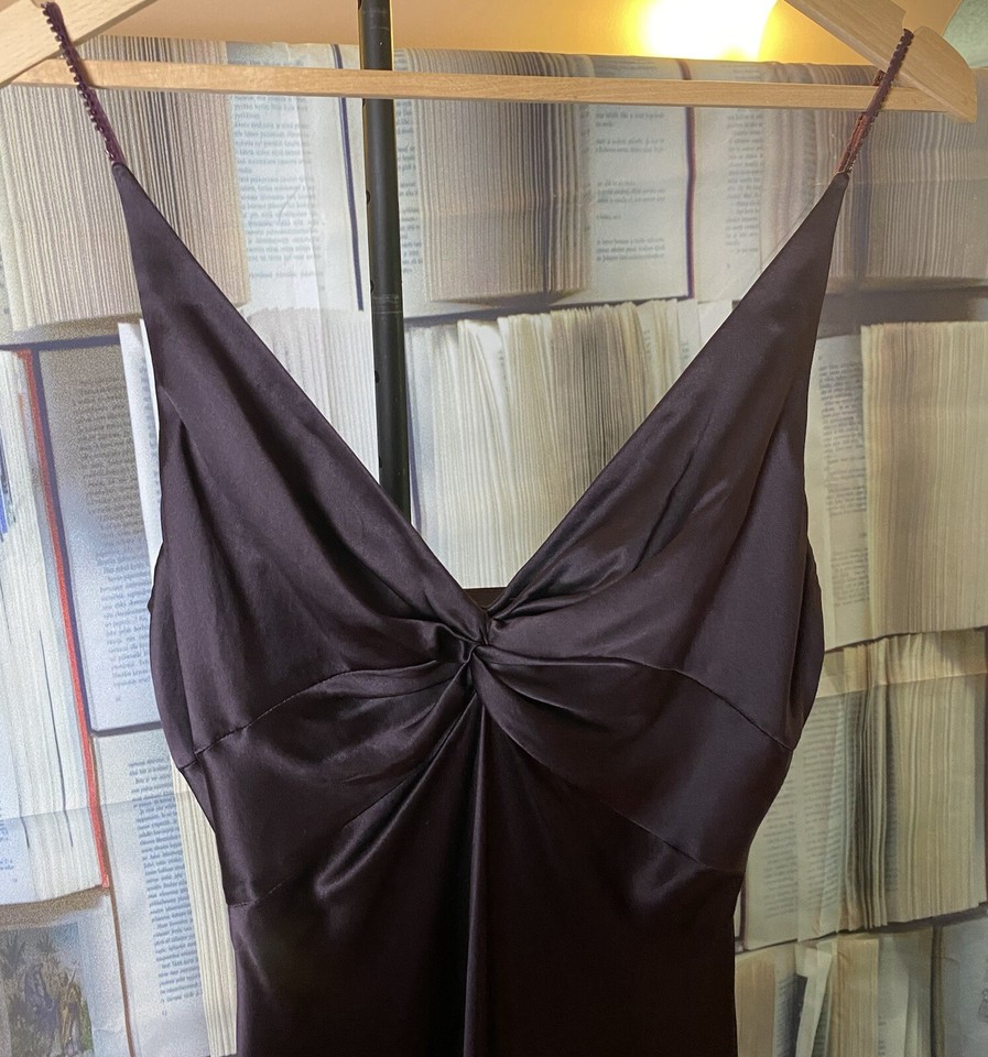 Laundry by Shelli Segal Deep Plum Purple Silk Evening Maxi Slip Dress