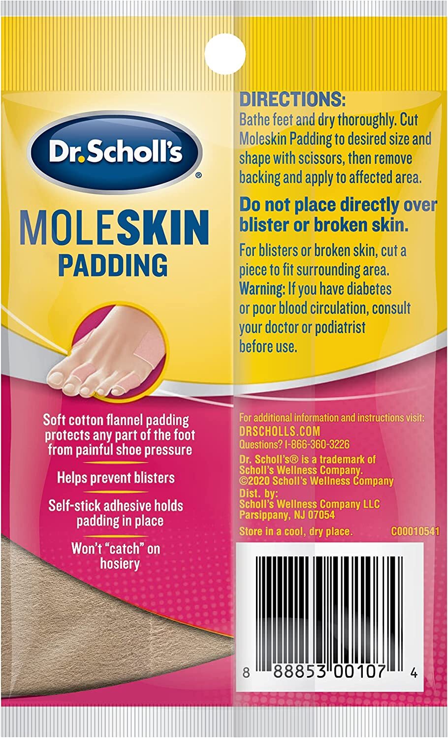 Dr. Scholl's Moleskin Plus Padding Corn & Calluses Pain Relief Soft Cotton 3ct eBay