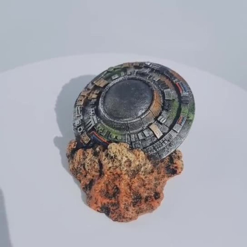 Sunken Spaceship Aquarium Decorations Resin UFO Ornaments Betta Hideout