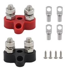 Battery Terminal Block Positive Negative M8 Dual Studs Junction for RV Car Boat