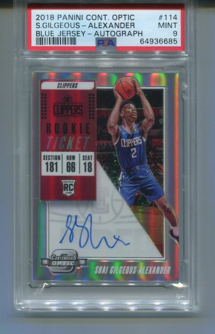 2018-19 Contenders Optic Shai Gilgeous Alexander RC Rookie Ticket Auto PSA 9
