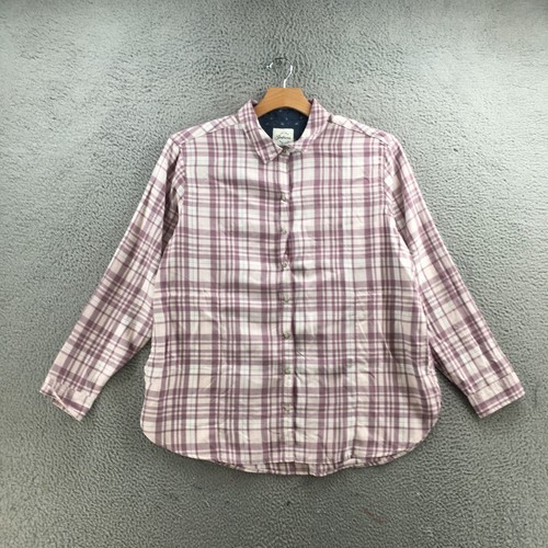 Jachs Girlfriend Button Up Shirt Womens 2XL Purple Plaid Long Sleeve Collared - 第 1/14 張圖片