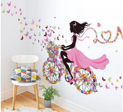 3D Fairy Flower Pink Wall Art Sticker Décor Girls Bedroom Home Decal DIY Mural