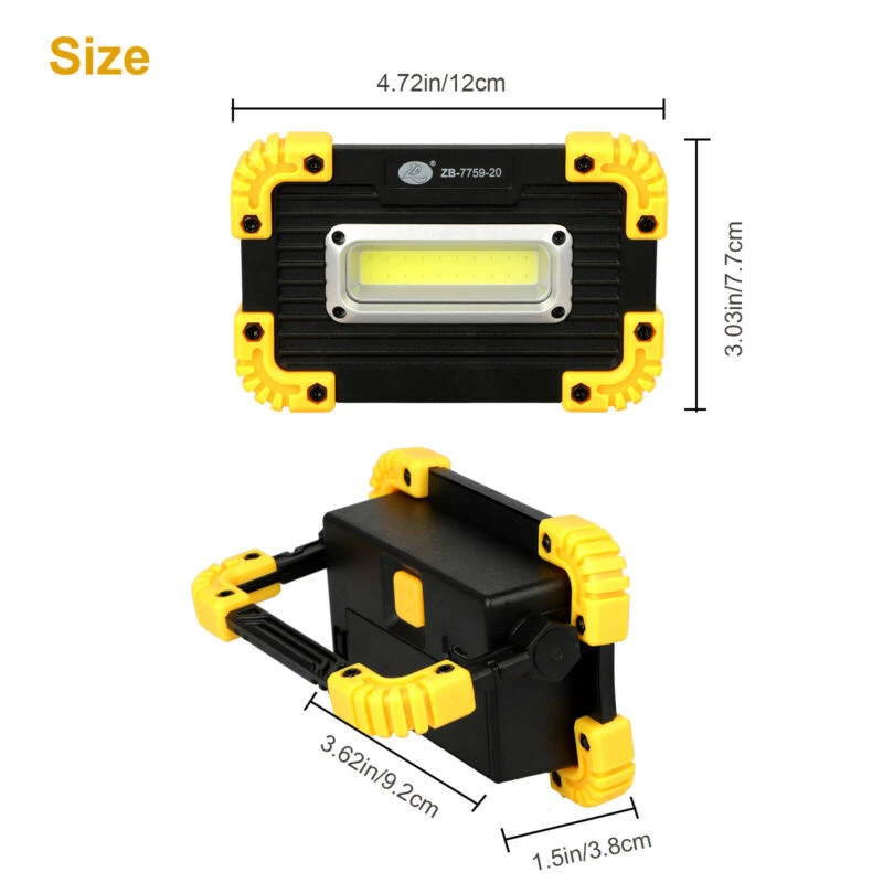 2 x 30W LED Arbeitsleuchte Akku Aufladbar Baustrahler Flutlicht Werkstattlampe - Bild 3 von 4
