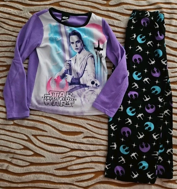 Disney Star Wars The Force Awakens Rey Girls Small Long Sleeve Pajama Set Purple