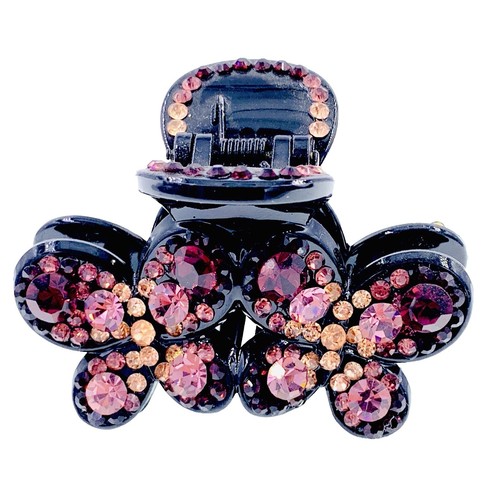 Vintage butterfly filigree hair clip with pink rhinestone  display picture 3