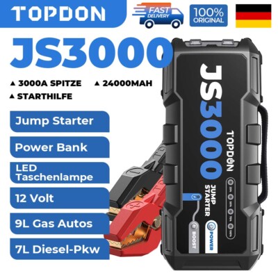 TOPDON JS3000 Auto KFZ Starthilfe Booster Powerbank Jump Starter 9L Gas 24000mAh