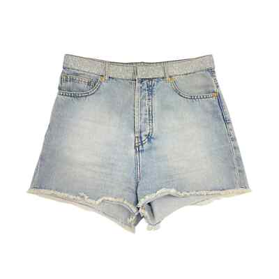 ALEXANDRE VAUTHIER Crystal Belt Embellished Denim Shorts Sz 28