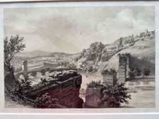 VEDUTA PONT D'AUGUSTE A NARNI PONTE DI AUGUSTO CARL BILLMARK TERNI UMBRIA 1852
