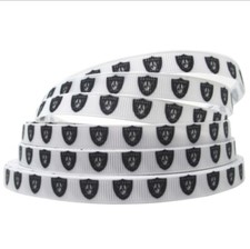  3/8 INCH Raiders GROSGRAIN RIBBON Hair Bow Supplies Las Vegas Football 1054254