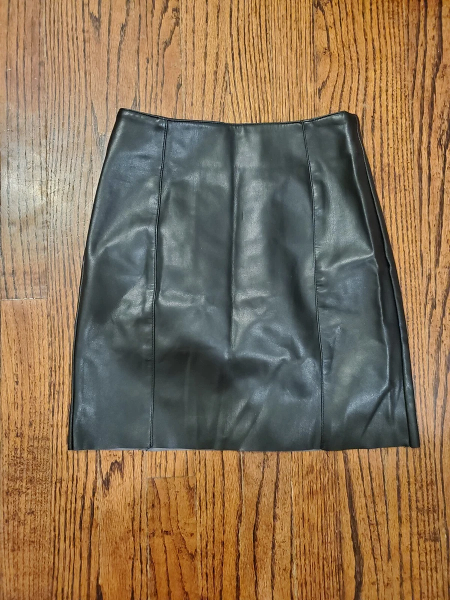 Black faux top leather skirt hem