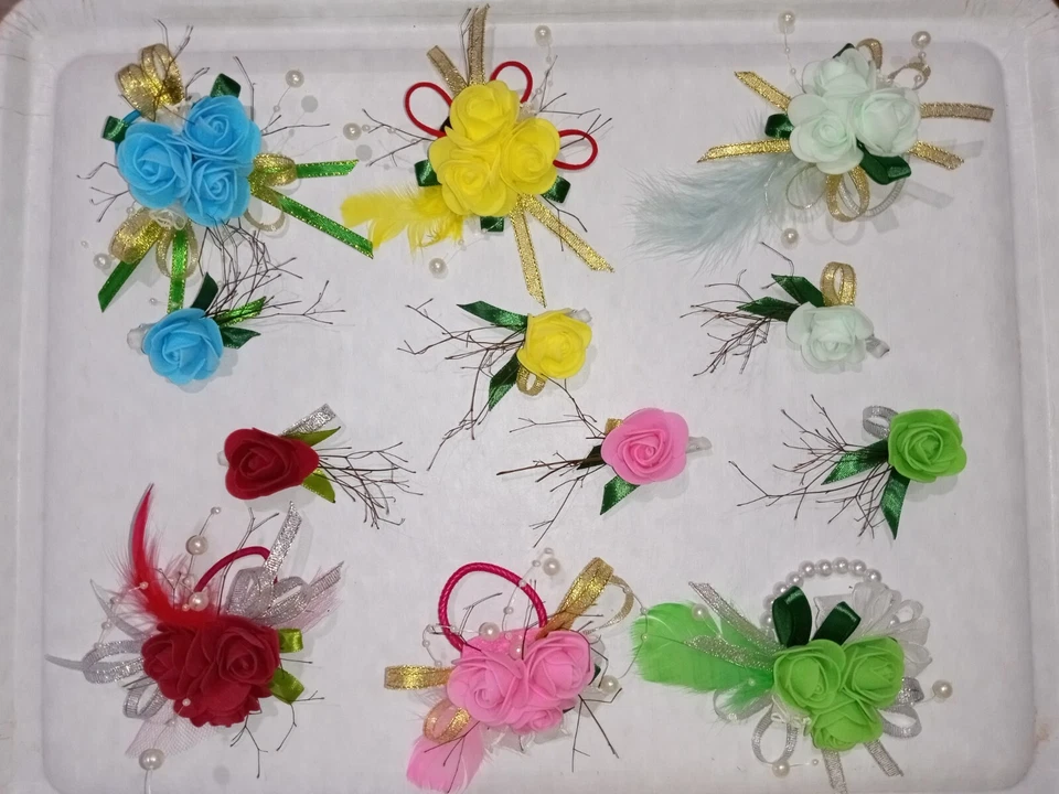 Juego de 2 ramilletes y boutonniere de muñeca artificiales hechos a mano para graduación, fiesta de llegada a casa Foto 4 de 4