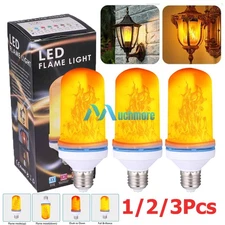 LED Flame Light Bulb, 1/2/3X E27 Flickering Light Bulbs Flame Light Bulbs 4 Mode