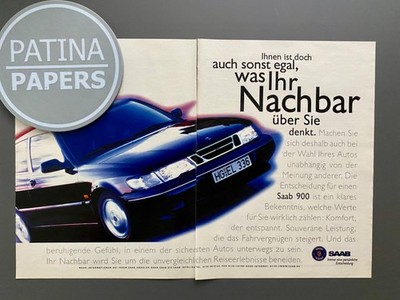 1996 Saab 900 Egal was Ihr Nachbar denkt OIdtimer Vintage Ad Werbung Reklame